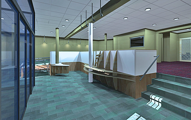 Front view of the lobby