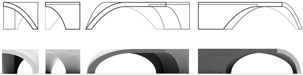 Noguchi Bench_CAD elevation drawings + Rhino renders