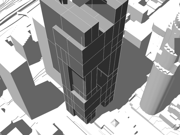 massing study- Conceptual tower study in rhino render and model