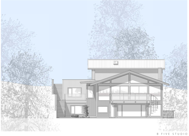 AutoCAD and photoshop presentation drawing: east elevation