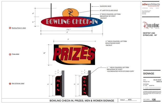 Bowling Check-in, Prizes and Mens' & Women Signage