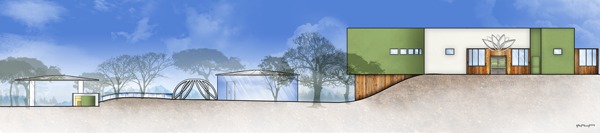 Lotus Wellness Community Exterior Elevation - North: AutoCAD, Adobe Photoshop