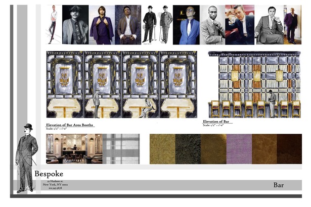 Lounge Seating Elevation, Bar Elevation, Inspiration and Materials
