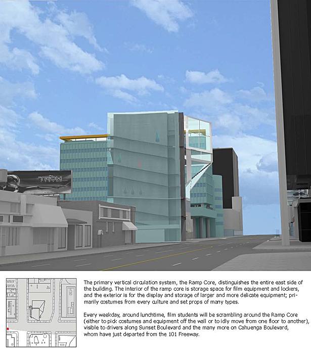 Stair core, view from Sunset Blvd.