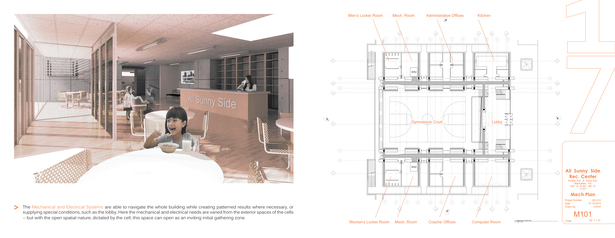 Lobby Perspective / 1st Level Mechanical Plan