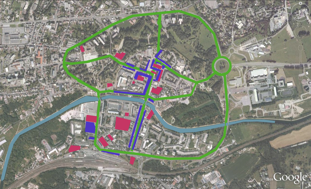 Todays shops, circulation and parkings 