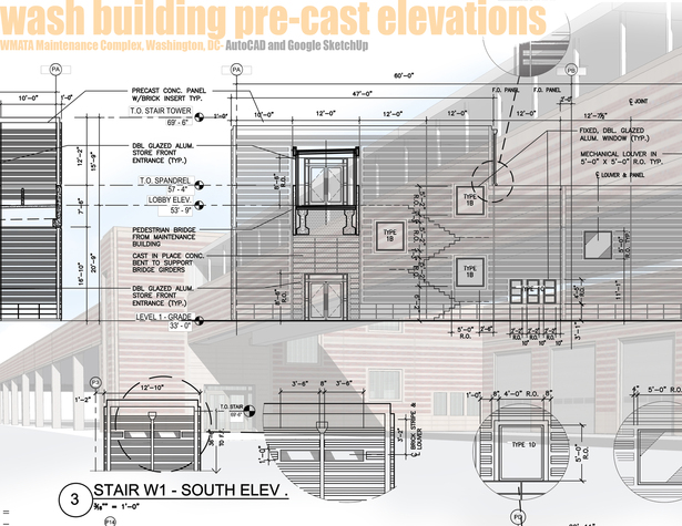 Wash Building - Elevation Detailing and Sketchup Render
