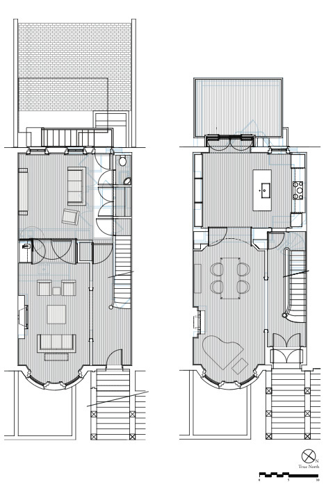 Left: Ground Level Plan; Right: Parlor Level Plan