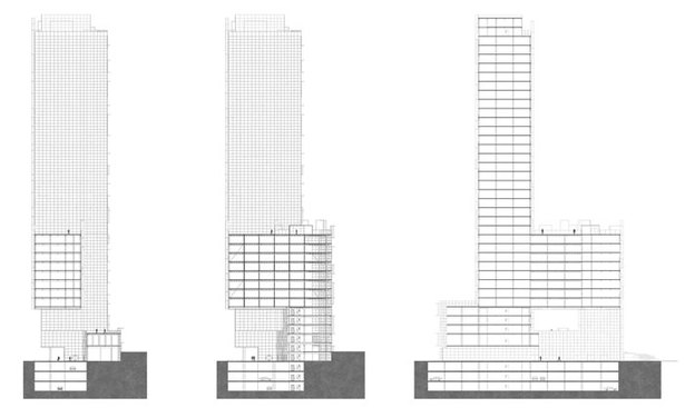 Sections through building