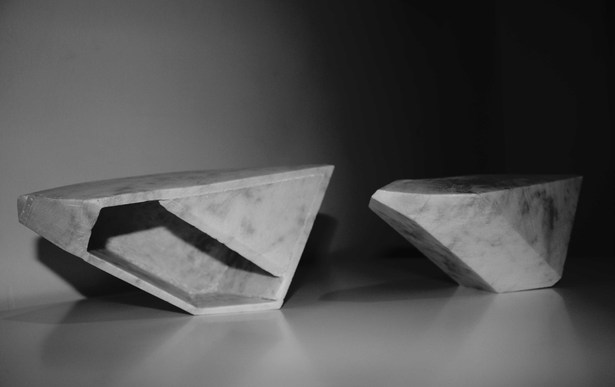 vessel and its negative space in marble