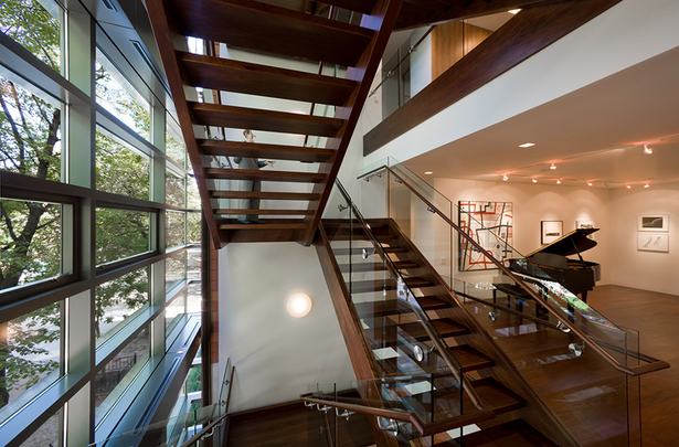 Grand mahogany stair.