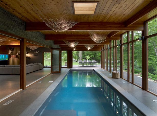 Ingo Maurer lighting rests over pool