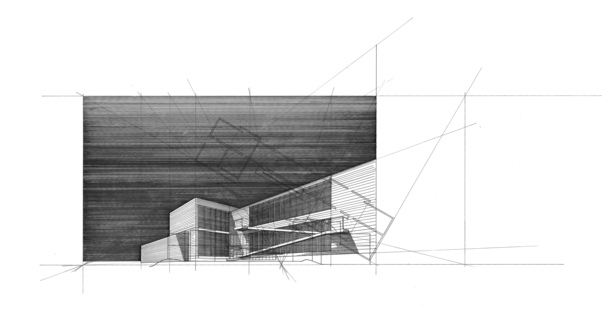 Ink on Mylar - Tadao Ando's Eychaner Lee House
