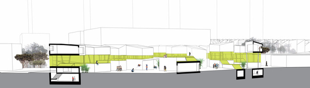 sectional perspective of mixed-use village