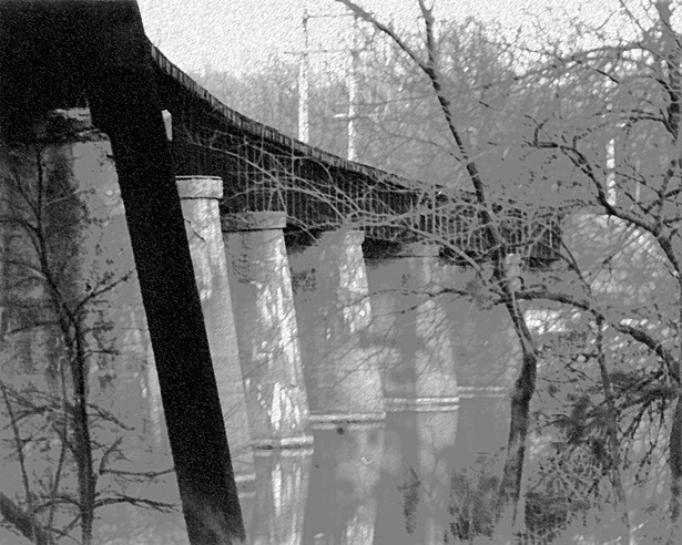 B&W Photo RR Bridge over River