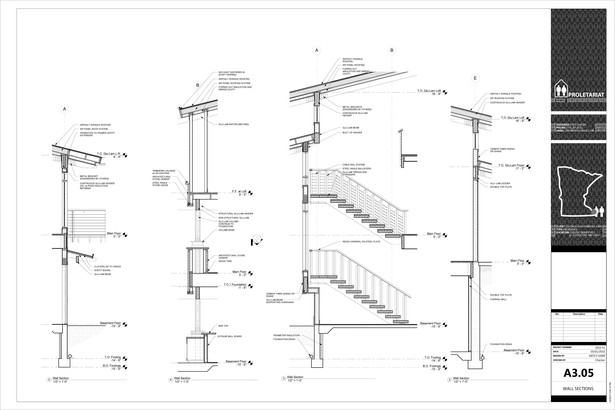 Karr Residence. Construction Drawings. Wall Sections.
