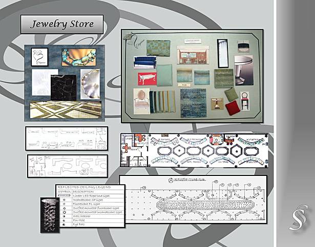 Jewelery Store Floor Plan and Material Board