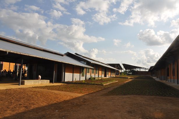 View from the library and computer lab to the community center.
