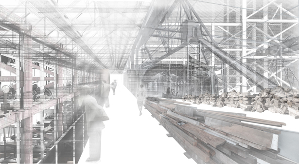 Degree Project Vignette by Billy Chiriboga Material Processing Facility - Interior Site : Downtown Los Angeles, California