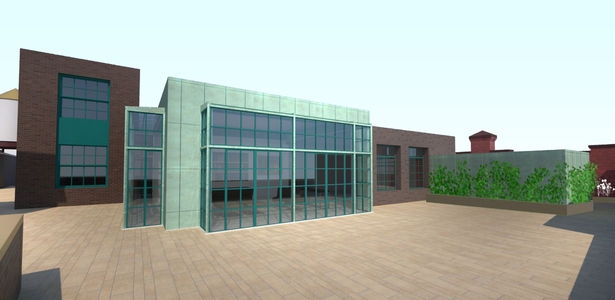 Rendered view of upper roof addition