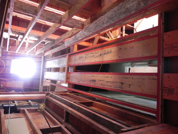 Elevator shaft framed with Microllam studs. 
