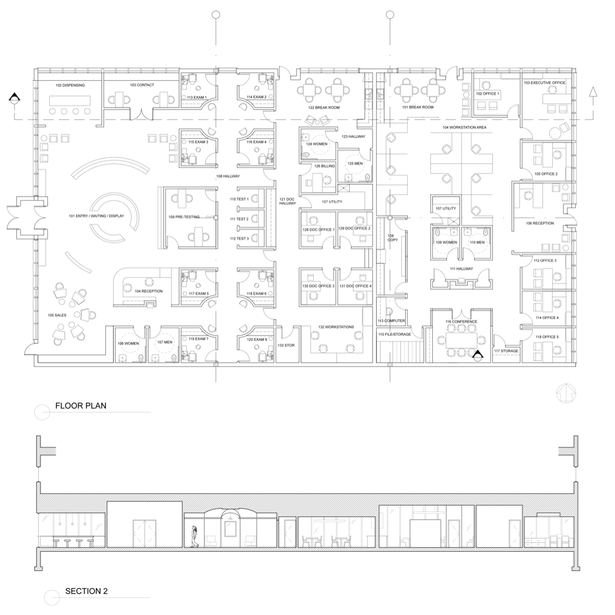 Floor plan and section
