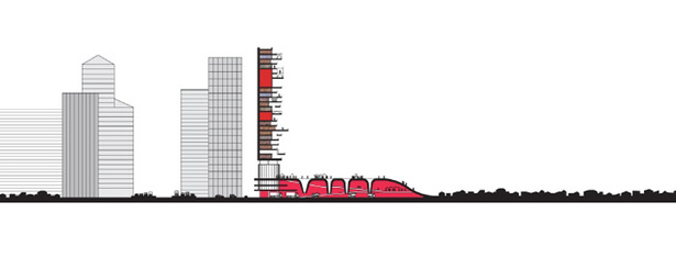 vertical kampung CBD area / schematic section