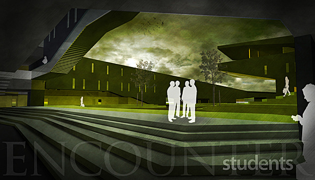 interior courtyard render: connectivity and security