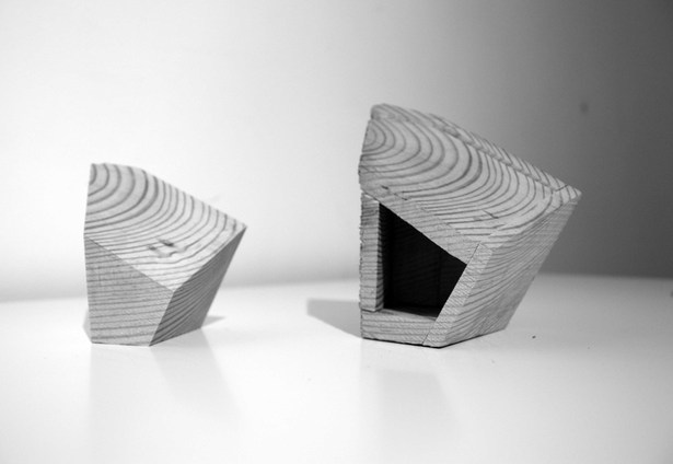 vessel and its negative space in pine