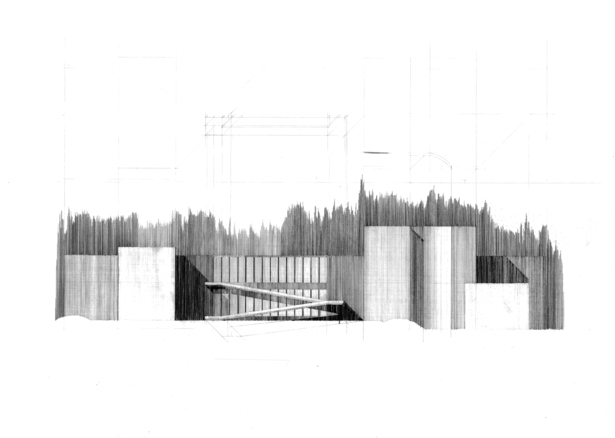 Pencil on Arches Paper - Tadao Ando's Eychaner Lee House