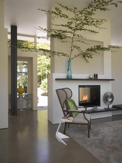 living space with entry beyond
