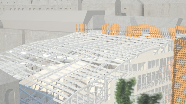 project rendering showing facade veil across the Stag Moat valley