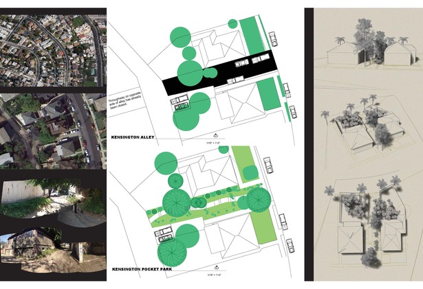 Presentation board for the City of Los Angeles in support of a neighborhood pocket park on existing obsolete alley
