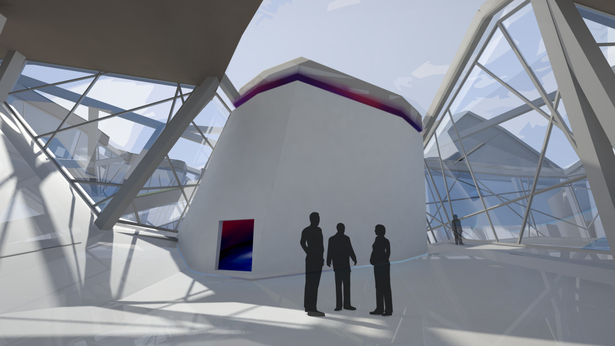 Interior gathering space and large immersive environments space