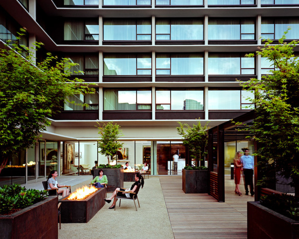Fire pits add ambiance and warmth on cool evenings.