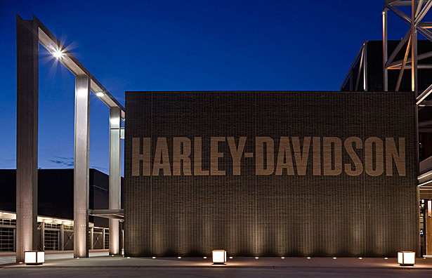 brick on brick signage at night