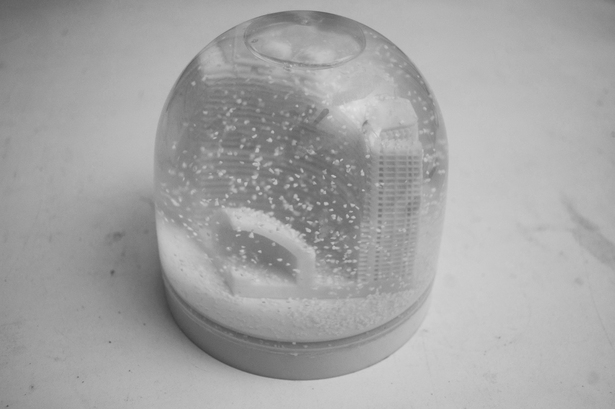 King Camp Gillette's 1894 utopian proposal, in a snowglobe. More information here: http://albertchao.com/Metropolis