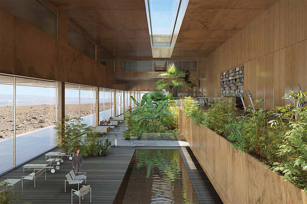 Interior view of pool area and garden