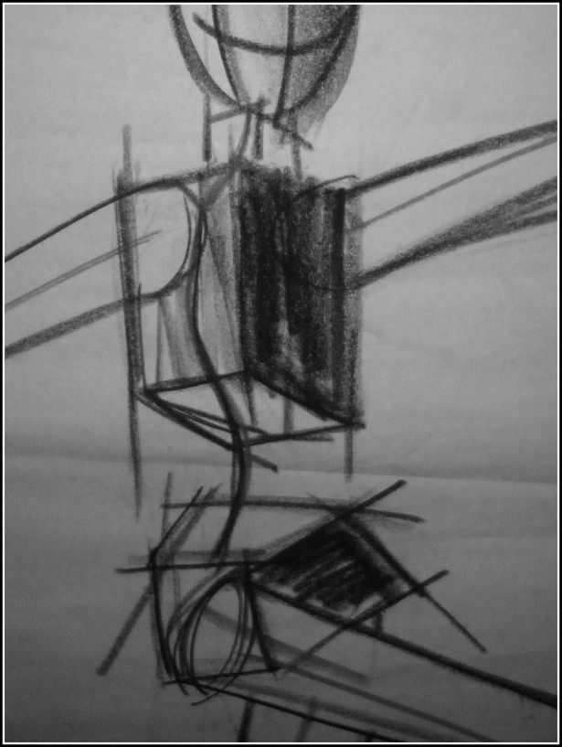 Architecture of the Human Body, conte crayon on newsprint, 24