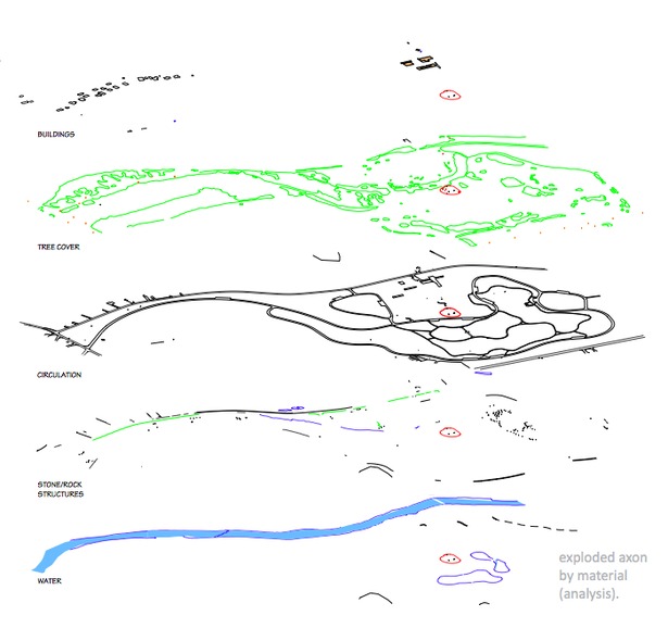 Exploded axon of entire Cornell Plantations area.