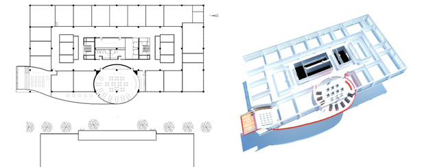 third floor plan + axonometric (AutoCAD, SketchUp)