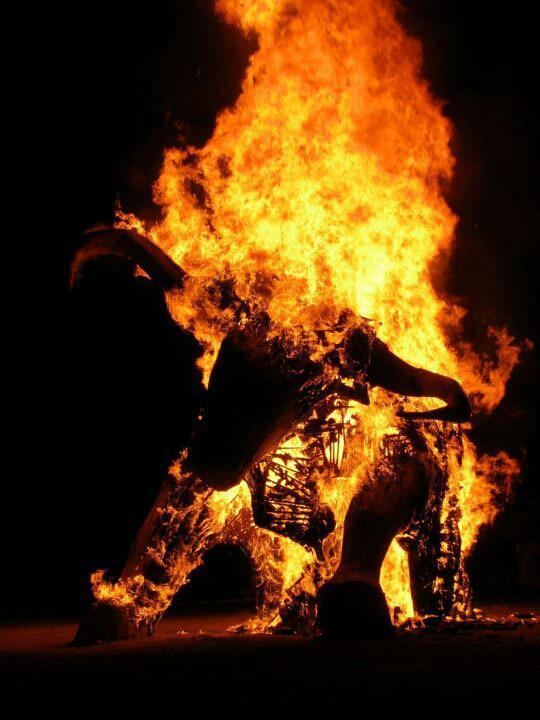 Burning piece at Burning Man 2012.