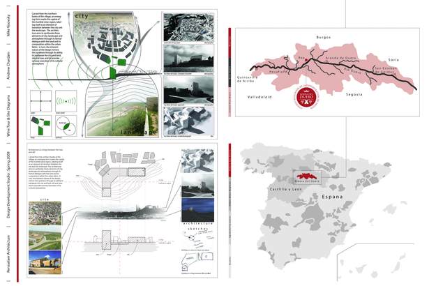Presentation baord showing the relationship to site at different scales