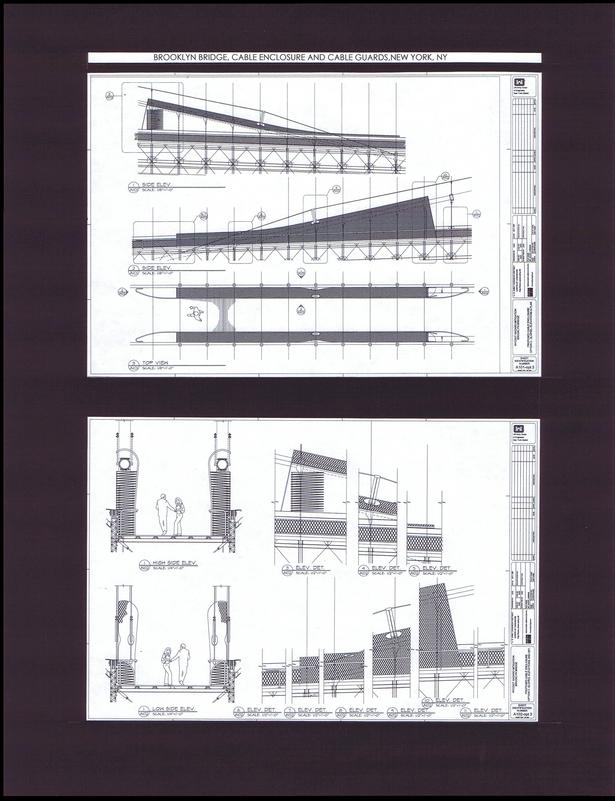 Cable enclosures at pedestrian walkway, Plans, Elevations, Details