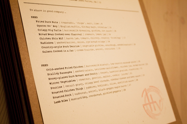 hand-stamped menu, © 2012 source-x