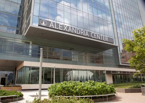 Exterior North-East view of Lobby at Alexandria Center for Life Sciences - View East toward helical stair