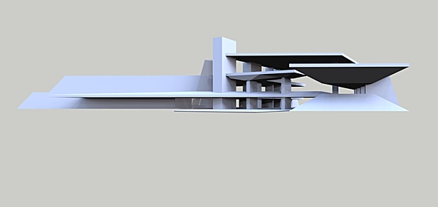Rendering Phase 1: Initial massing compossition rendering.
