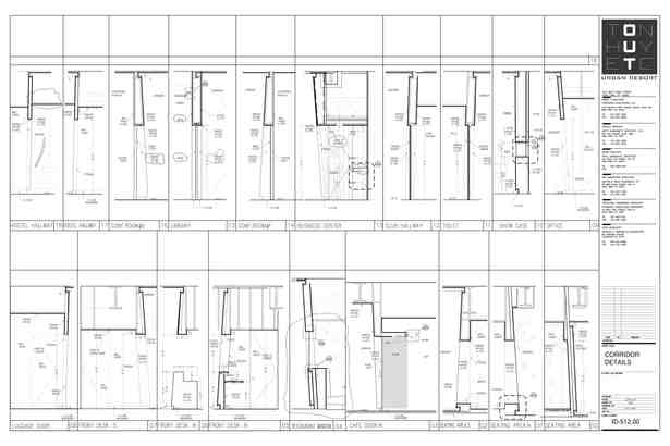 Hotel Corridor wall Sections and Details- My sample design of custom details