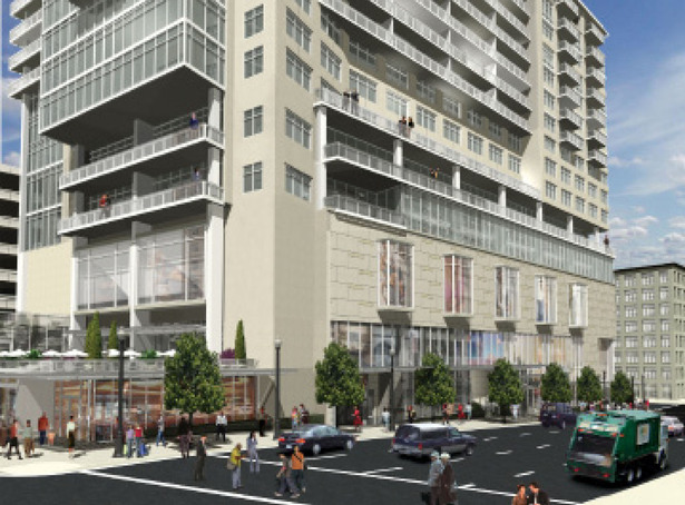 rendering of hotel ground floor, which included living walls