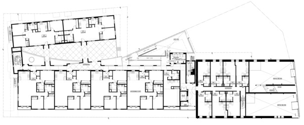 second floor plan showing the existing structure and addition